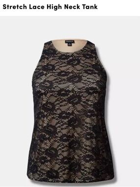 Torrid 4 Black Stretch Lace High Neck Tank